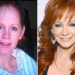 Reba McEntire with and without Makeup look