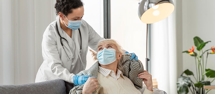 Elder lady with a doctor