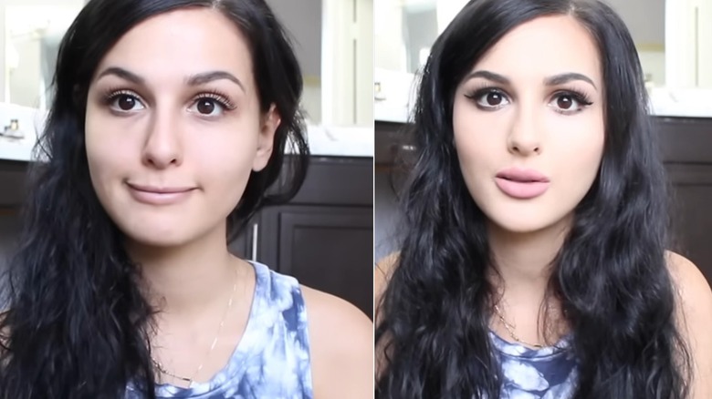 SSSniperWolf With and Without Makeup Look